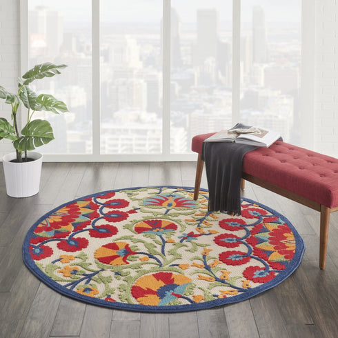 Red and Multicolor Indoor Outdoor Runner Rug